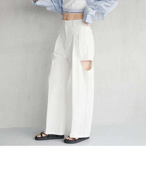 サイドカットアウトパンツ