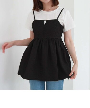 ＢａｃｋレースＵＰエンボスキャミチュニック