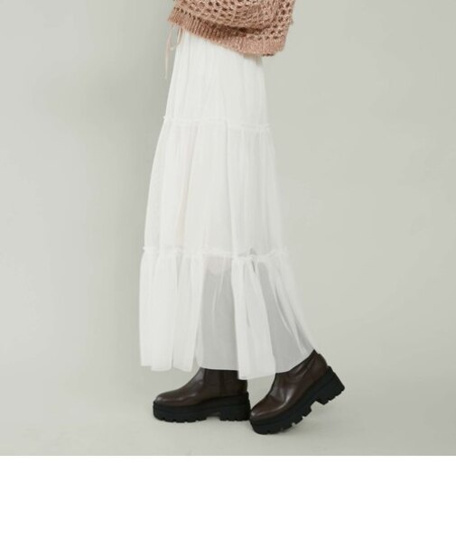 チュールティアードスカート