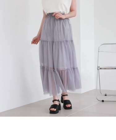 チュールティアードスカート