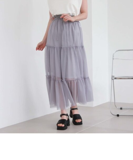 チュールティアードスカート