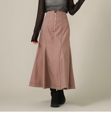 フロントZIP配色ステッチマーメイドスカート