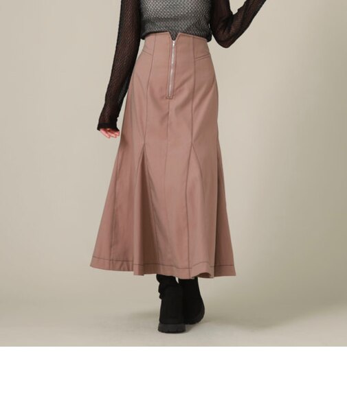 フロントZIP配色ステッチマーメイドスカート