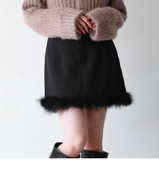 裾ファー台形ミニスカート