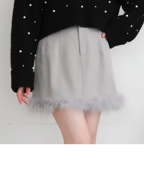 裾ファー台形ミニスカート