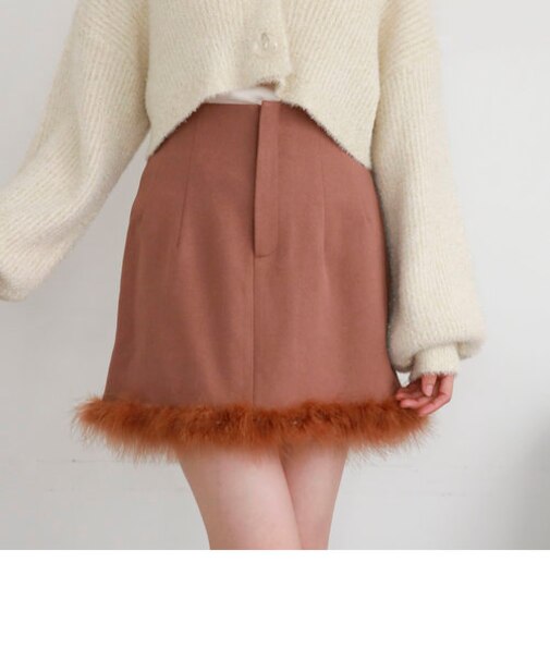裾ファー台形ミニスカート