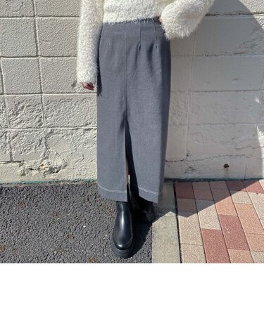 配色ステッチタイトロングスカート