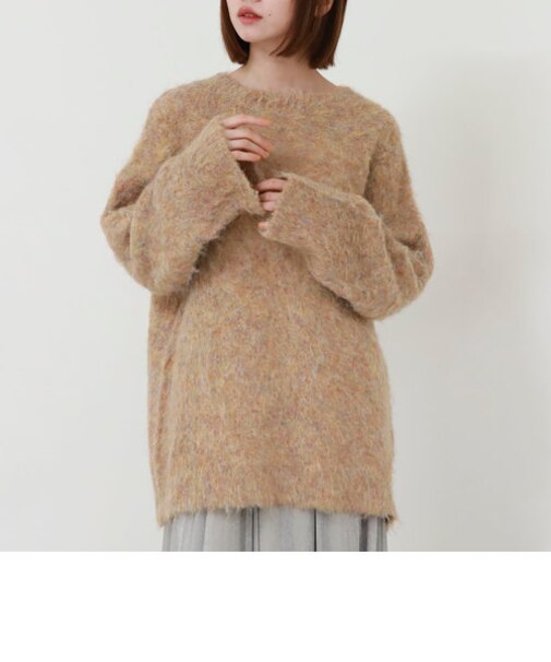 シャギーミドルルーズニット