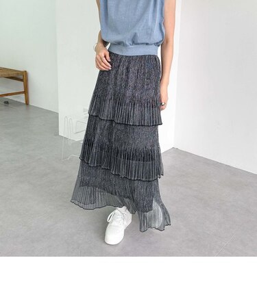 ラメチュールプリーツティアードスカート