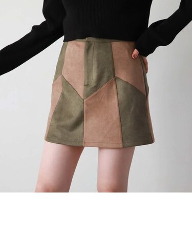 パッチワークスエードミニスカート