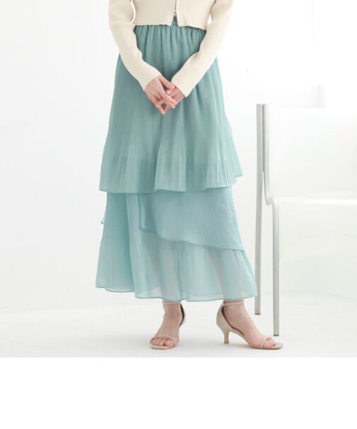 シアーシャイニープリーツティアードスカート