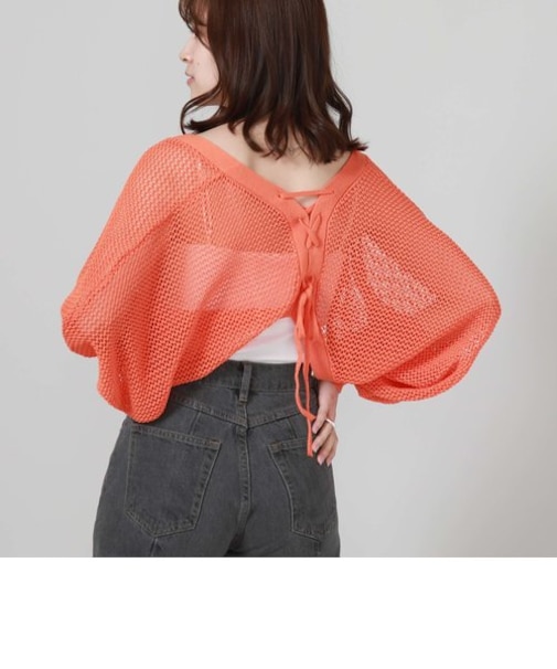 バックレースＵＰメッシュニットボレロ