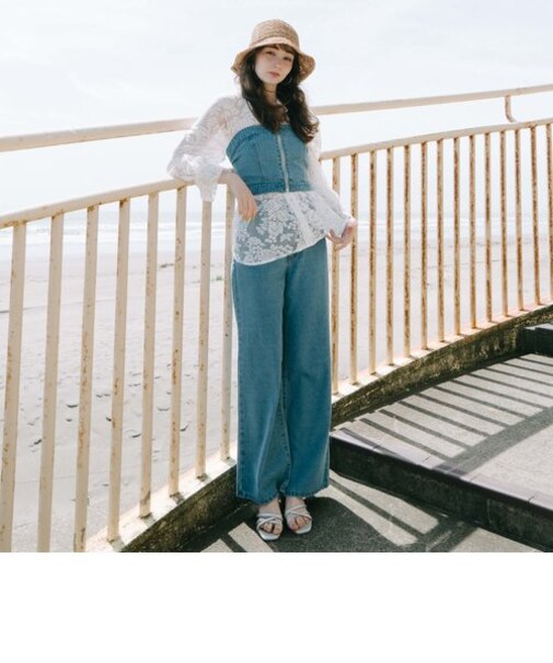 マルチwayレースupデニムサロペット