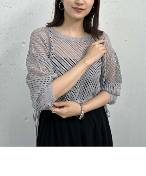 リネンライクスパンコールメッシュニット