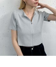 ’Wzipハーフスリーブモチモチリブニット’