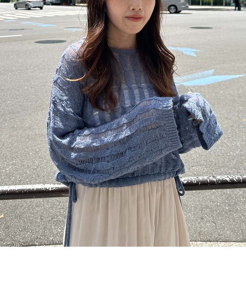スラッシュケーブルドロストニット