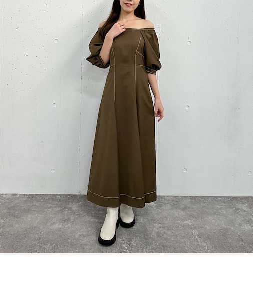 配色ＳＴバックレースアップワンピース
