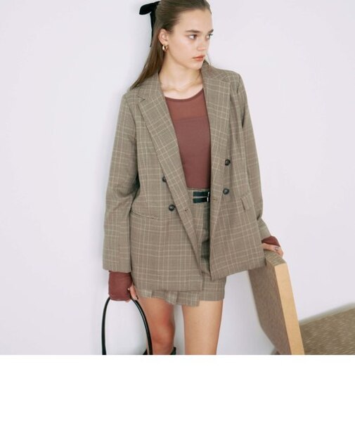 チェックダブルテーラードジャケット
