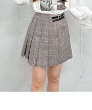 チェックラッププリーツミニスカート
