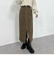 ベルト付配色ステッチタイトスカート