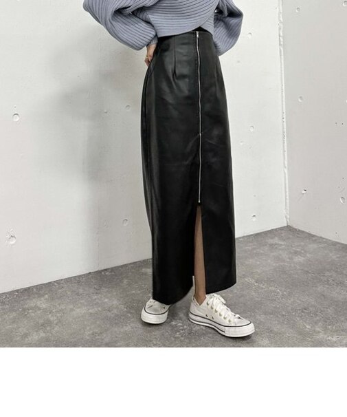 FZIPフェイクレザータイトスカート