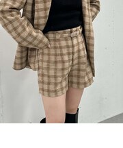 【ＳＥＴＵＰ対応】ラメチェックハイウエストショートパンツ