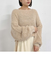 ラメフェザーメッシュドロストニット