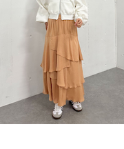 マットサテンフリルティアードスカート