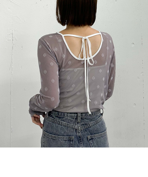 フロッキープリントチュールＴＯＰＳ