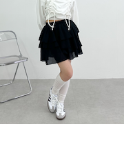 ラッフルフリルティアードミニスカート