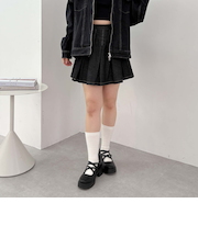 デニムプリーツミニスカート