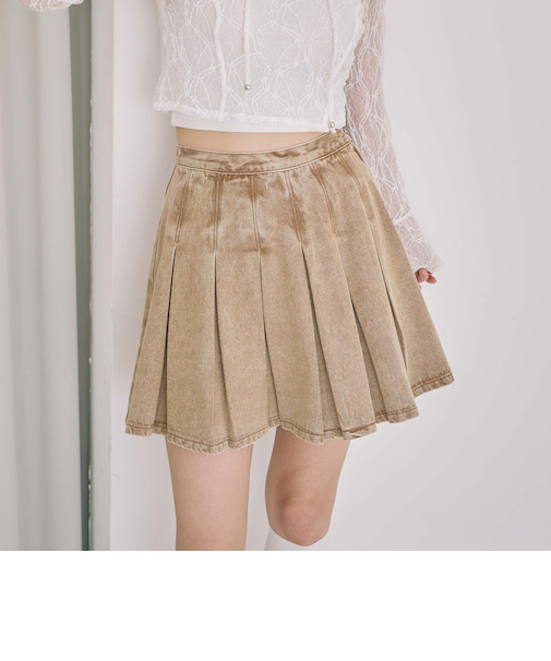 デニムプリーツミニスカート