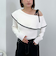 配色アシメオフショルニット