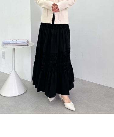 コットンライクシャーリングティアードスカート