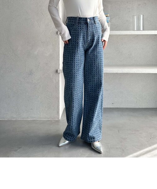 ツイード調ストレートデニム