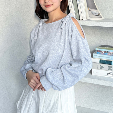 ショルダーオープンラメスウェット