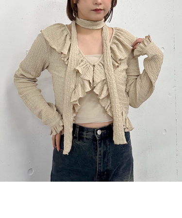 カットJQラッフルTOPSキャミSET