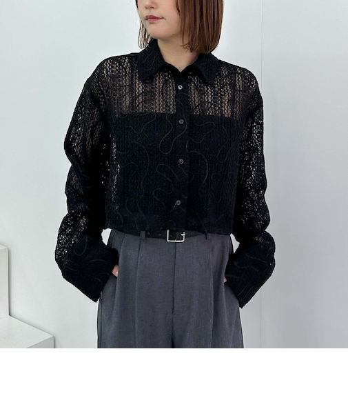 クロップドコード刺?シャツ