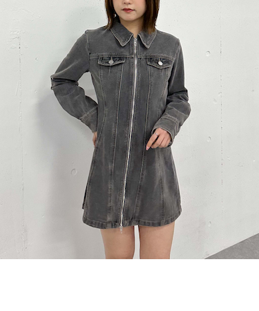 フロントＺＩＰデニムミニワンピース