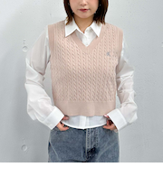 Ｖネックケーブルニットベスト×シャツＳＥＴ