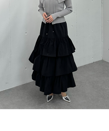 ナイロン段ティアードスカート
