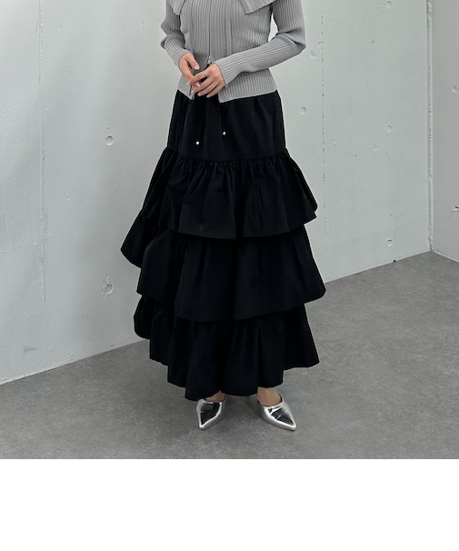 ナイロン段ティアードスカート
