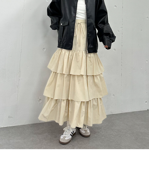 ナイロン段ティアードスカート