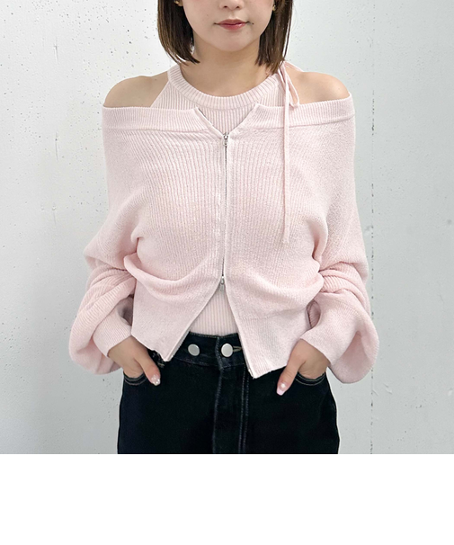 オフショルアメスリニットアンサンブル