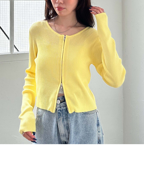 Ｗｚｉｐコンパクトリブニット