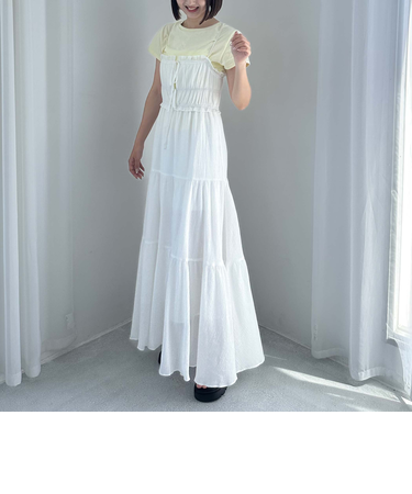 ビスチェシャーリングコットンキャミワンピース