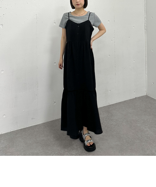 ピンタックレイヤードキャミワンピース