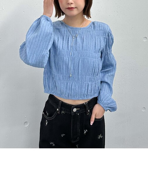 ’シャーリング２ｗａｙブラウス’