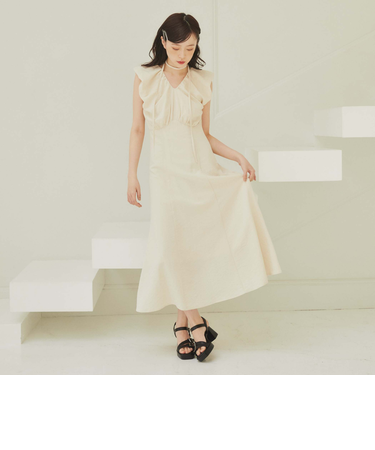 Ｖネックバルーンノースリワンピース