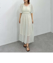 小花柄フレアスリーブワンピース